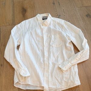 Nordstrom Classic White Linen Button-Down Shirt